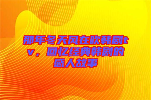 那年冬天風(fēng)在吹韓劇tv，回憶經(jīng)典韓劇的感人故事