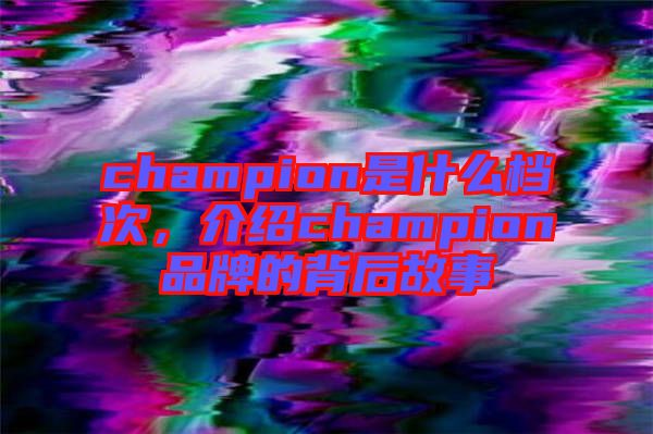 champion是什么檔次，介紹champion品牌的背后故事