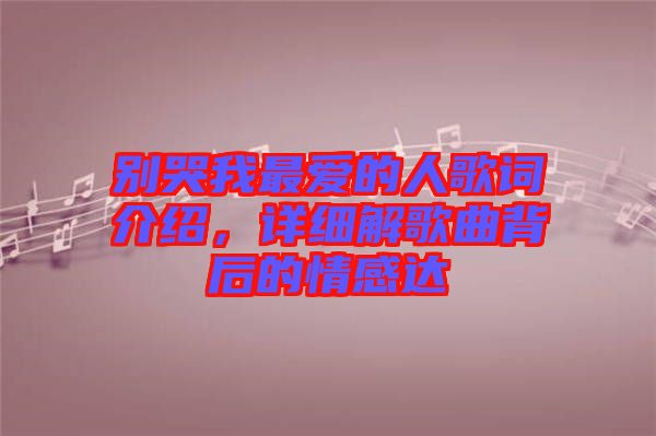 別哭我最愛的人歌詞介紹，詳細(xì)解歌曲背后的情感達(dá)