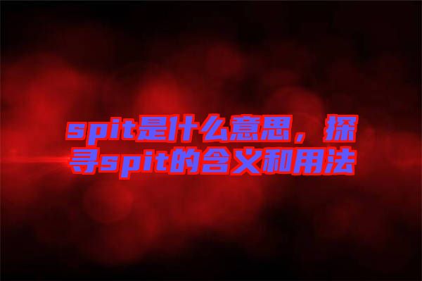 spit是什么意思，探尋spit的含義和用法