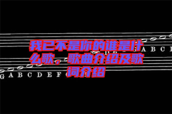 我已不是你的誰是什么歌，歌曲介紹及歌詞介紹