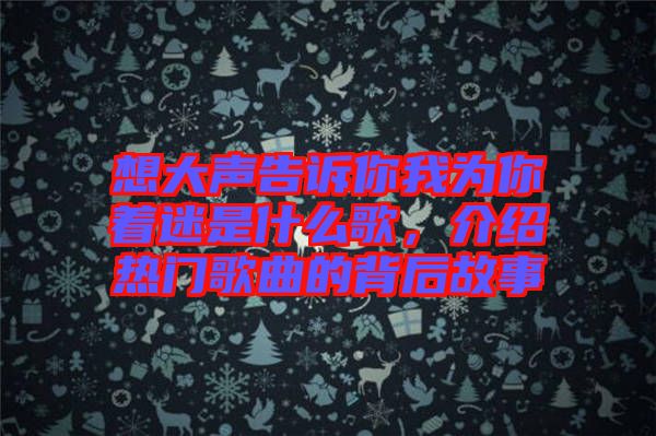 想大聲告訴你我為你著迷是什么歌，介紹熱門(mén)歌曲的背后故事