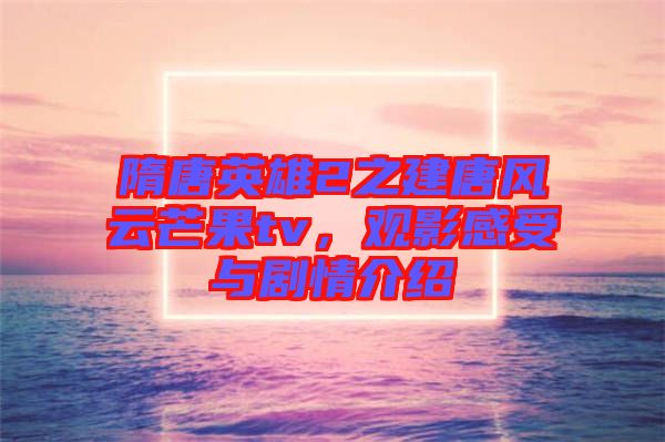 隋唐英雄2之建唐風云芒果tv，觀影感受與劇情介紹