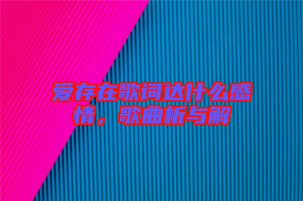 愛存在歌詞達(dá)什么感情，歌曲析與解