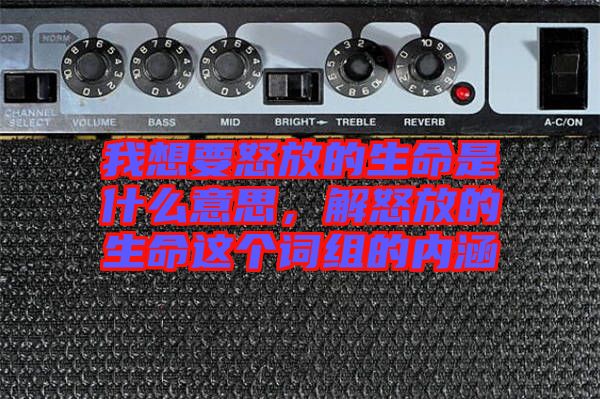 我想要怒放的生命是什么意思，解怒放的生命這個(gè)詞組的內(nèi)涵