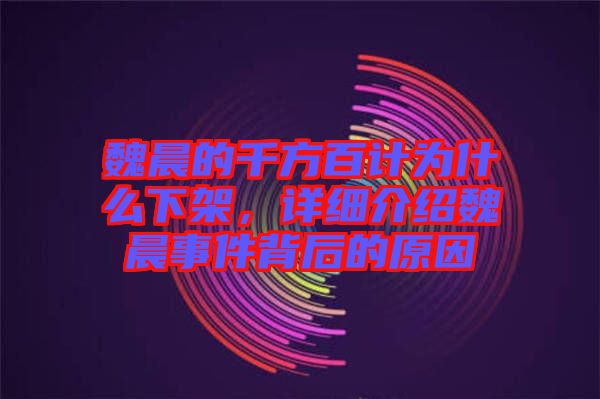 魏晨的千方百計為什么下架，詳細(xì)介紹魏晨事件背后的原因