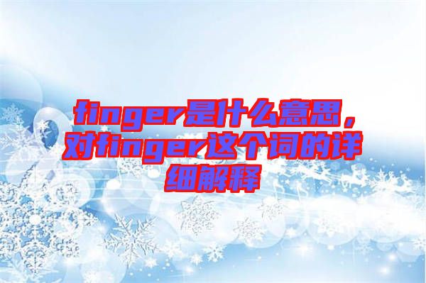 finger是什么意思，對finger這個詞的詳細(xì)解釋