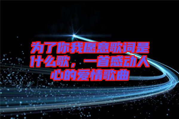 為了你我愿意歌詞是什么歌，一首感動人心的愛情歌曲