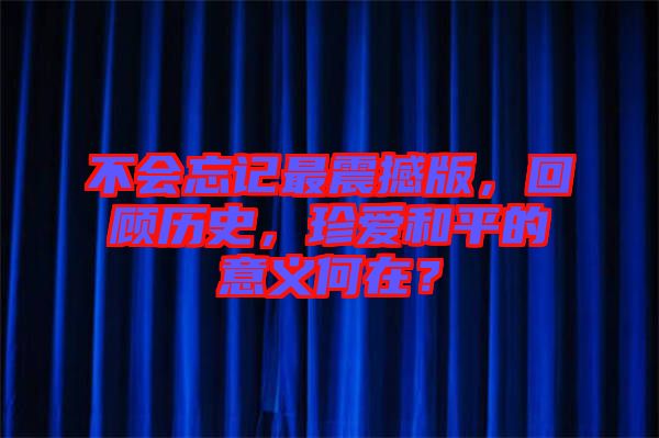 不會忘記最震撼版，回顧歷史，珍愛和平的意義何在？