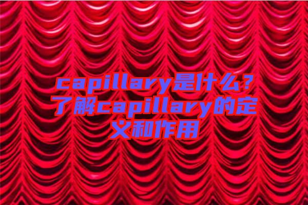 capillary是什么？了解capillary的定義和作用