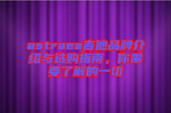 astraea吉他品牌介紹與選購指南，你需要了解的一切