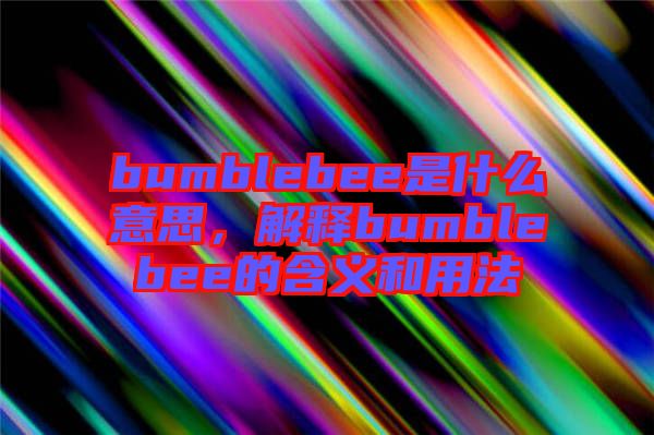 bumblebee是什么意思，解釋bumblebee的含義和用法