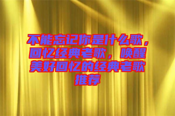 不能忘記你是什么歌，回憶經(jīng)典老歌，喚醒美好回憶的經(jīng)典老歌推薦