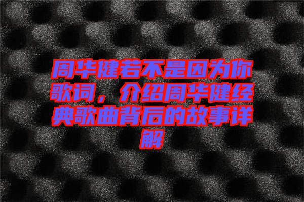 周華健若不是因?yàn)槟愀柙~，介紹周華健經(jīng)典歌曲背后的故事詳解