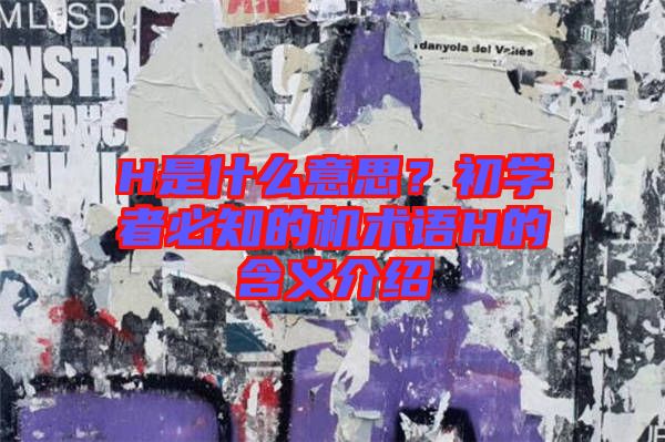 H是什么意思？初學者必知的機術(shù)語H的含義介紹