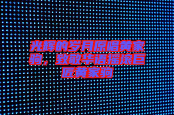 光輝的歲月原唱黃家駒，致敬華語搖滾巨匠黃家駒