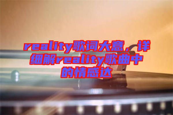 reality歌詞大意，詳細解reality歌曲中的情感達