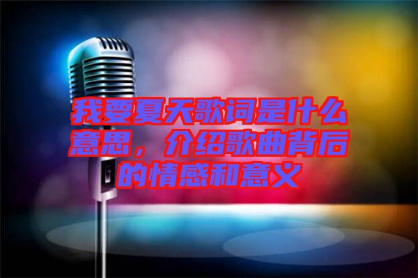 我要夏天歌詞是什么意思，介紹歌曲背后的情感和意義