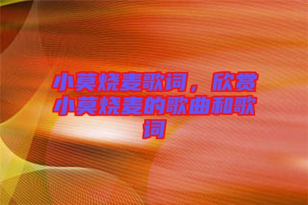 小莫燒麥歌詞，欣賞小莫燒麥的歌曲和歌詞