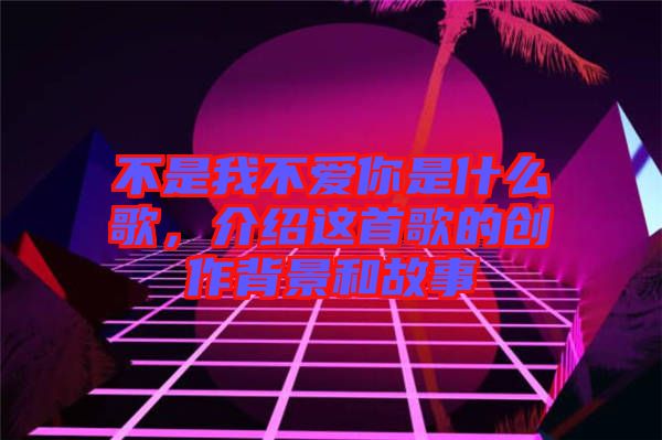 不是我不愛你是什么歌，介紹這首歌的創(chuàng)作背景和故事