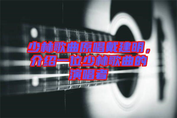 少林歌曲原唱戴建明，介紹一位少林歌曲的演唱者