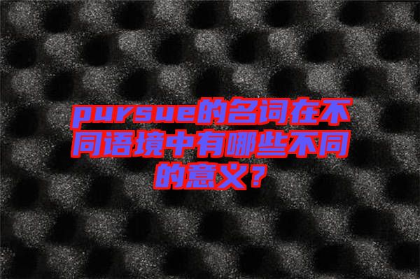 pursue的名詞在不同語境中有哪些不同的意義？