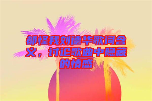 都怪我劉德華歌詞含義，討論歌曲中隱藏的情感