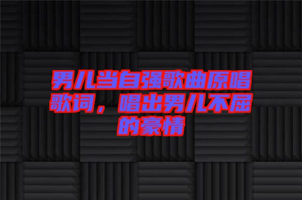 男兒當(dāng)自強(qiáng)歌曲原唱歌詞，唱出男兒不屈的豪情