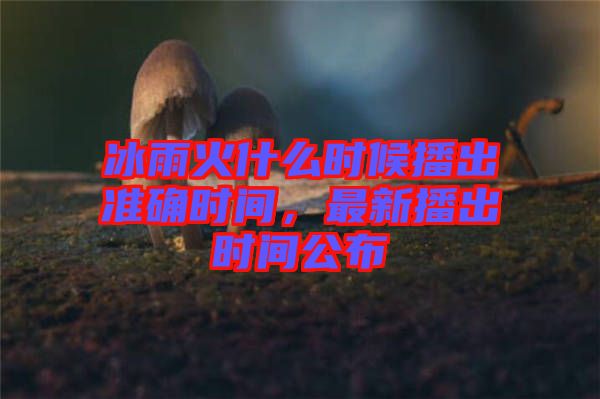 冰雨火什么時候播出準(zhǔn)確時間，最新播出時間公布