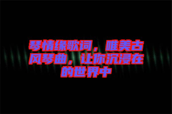 琴情緣歌詞，唯美古風琴曲，讓你沉浸在的世界中