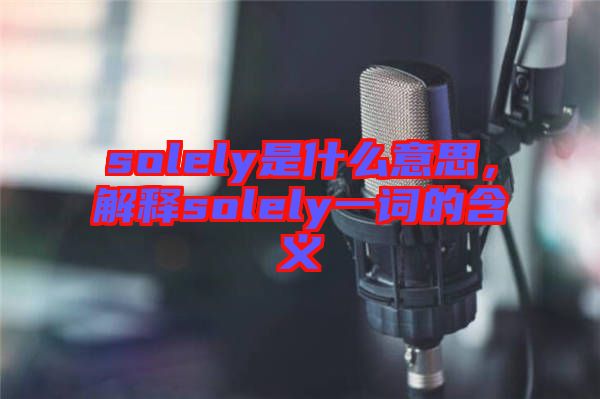 solely是什么意思，解釋solely一詞的含義