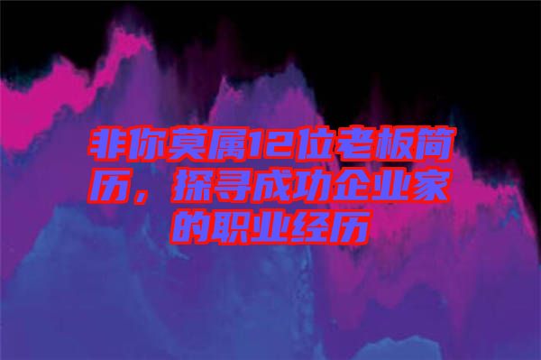 非你莫屬12位老板簡(jiǎn)歷，探尋成功企業(yè)家的職業(yè)經(jīng)歷