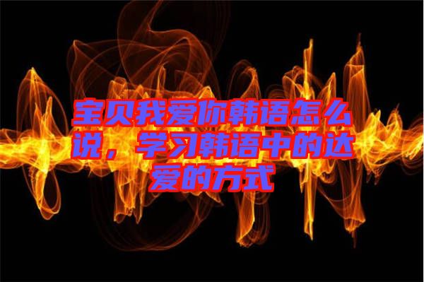 寶貝我愛你韓語怎么說，學(xué)習(xí)韓語中的達愛的方式