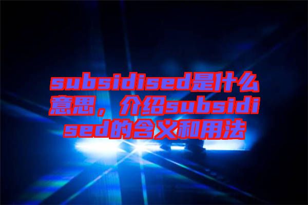 subsidised是什么意思，介紹subsidised的含義和用法