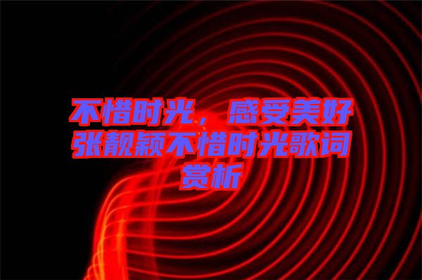 不惜時光，感受美好張靚穎不惜時光歌詞賞析