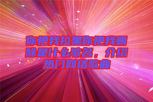 你把我拉黑你把我刪除是什么歌名，介紹熱門網(wǎng)絡(luò)歌曲