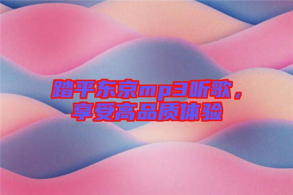 踏平東京mp3聽歌，享受高品質(zhì)體驗(yàn)