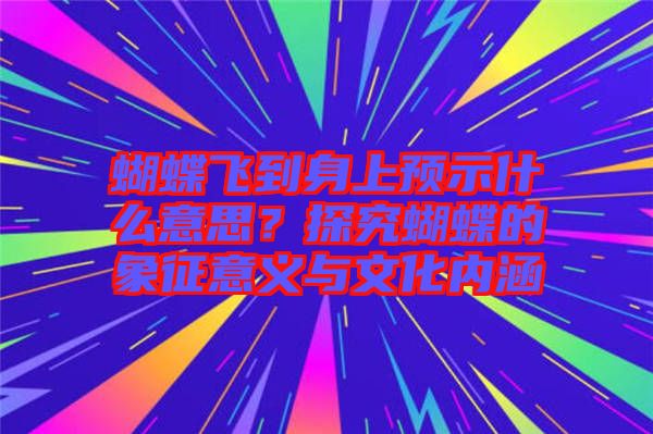 蝴蝶飛到身上預示什么意思？探究蝴蝶的象征意義與文化內(nèi)涵