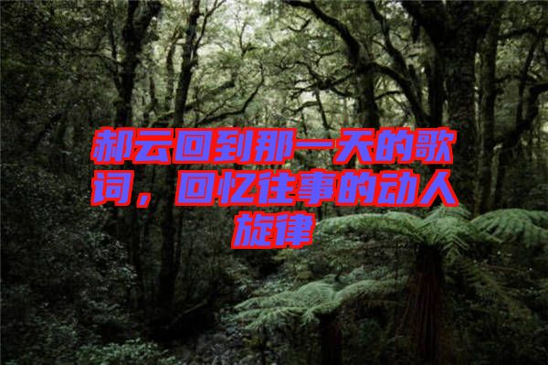 郝云回到那一天的歌詞，回憶往事的動(dòng)人旋律