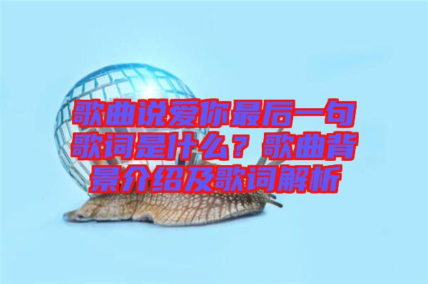 歌曲說愛你最后一句歌詞是什么？歌曲背景介紹及歌詞解析