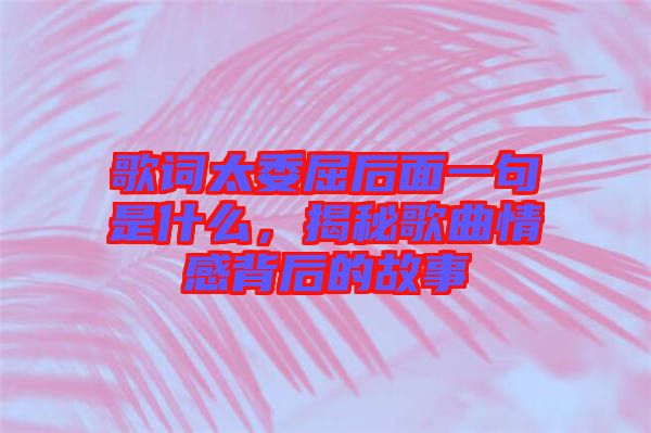 歌詞太委屈后面一句是什么，揭秘歌曲情感背后的故事