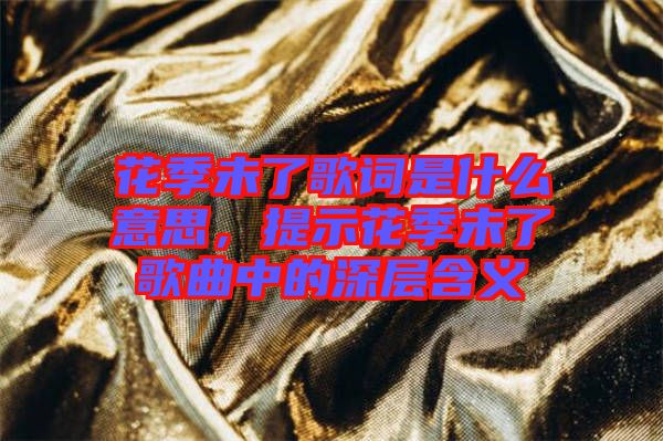 花季未了歌詞是什么意思，提示花季未了歌曲中的深層含義