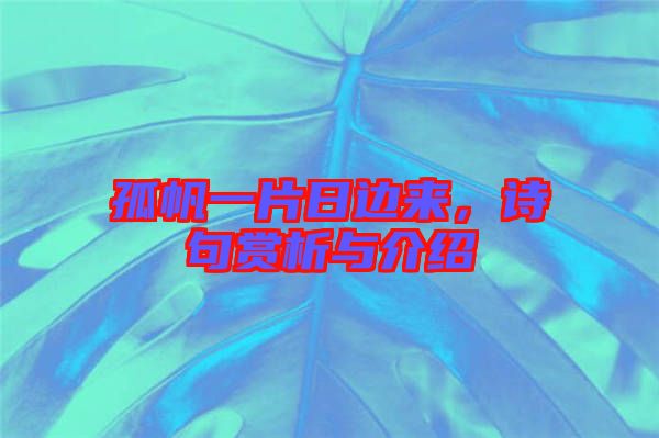 孤帆一片日邊來，詩句賞析與介紹