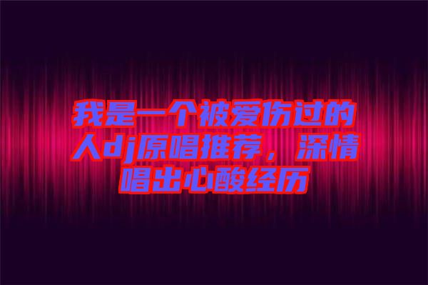 我是一個(gè)被愛(ài)傷過(guò)的人dj原唱推薦，深情唱出心酸經(jīng)歷