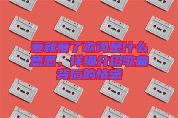 愛就愛了歌詞是什么意思，詳細介紹歌曲背后的情感