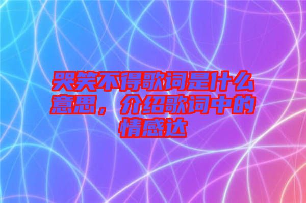 哭笑不得歌詞是什么意思，介紹歌詞中的情感達