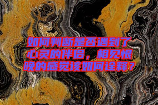 如何判斷是否遇到了心靈的伴侶，相見(jiàn)恨晚的感覺(jué)該如何詮釋？