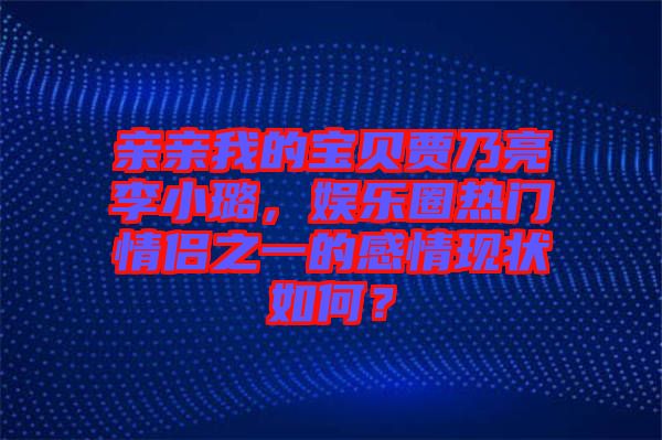 親親我的寶貝賈乃亮李小璐，娛樂圈熱門情侶之一的感情現(xiàn)狀如何？