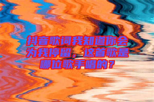 抖音歌詞我知道你會(huì)為我停留，這首歌是哪位歌手唱的？