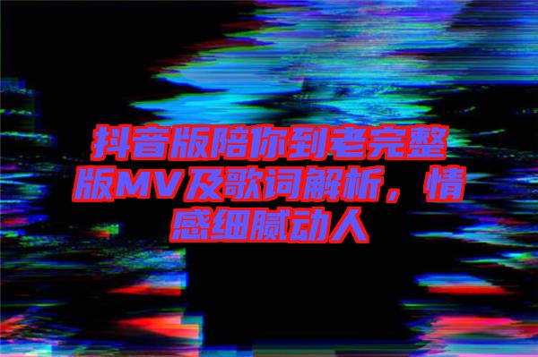 抖音版陪你到老完整版MV及歌詞解析，情感細(xì)膩動(dòng)人